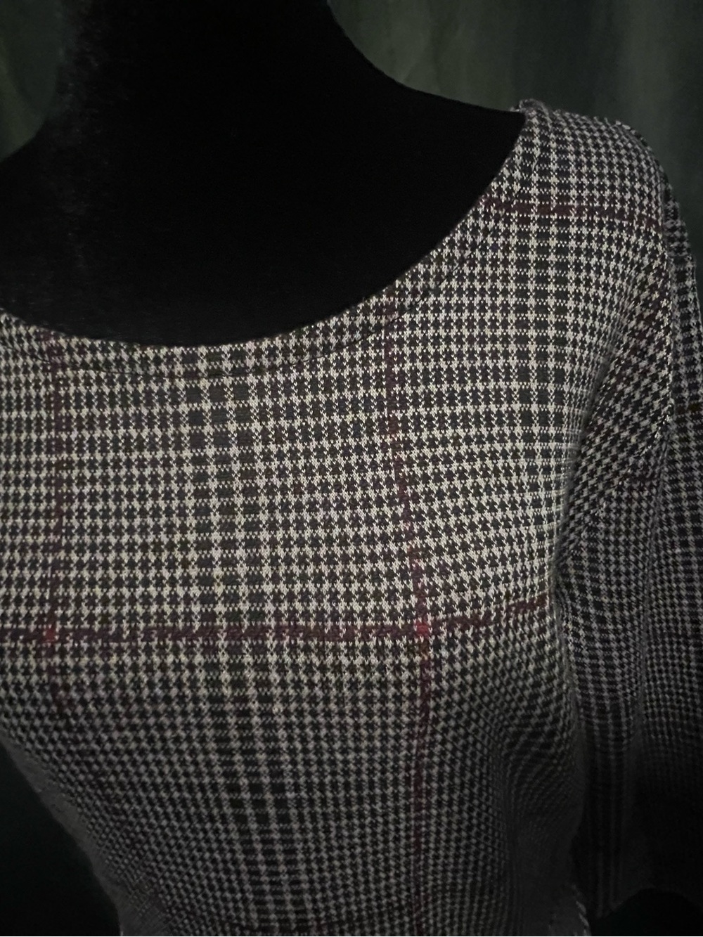 GAP - Size L - NWT Houndstooth Plaid Peplum Mid-Length Dress in Black and White - Picture 4 of 5